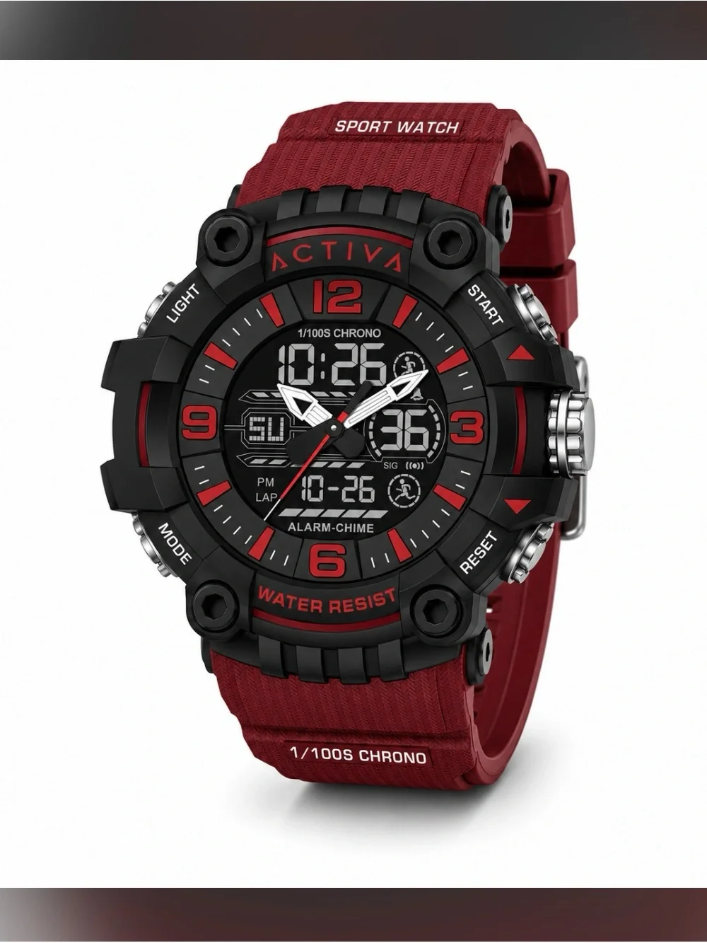 NEW! ACTIVA Men's Red and Black Sport Digital-Analog Watch